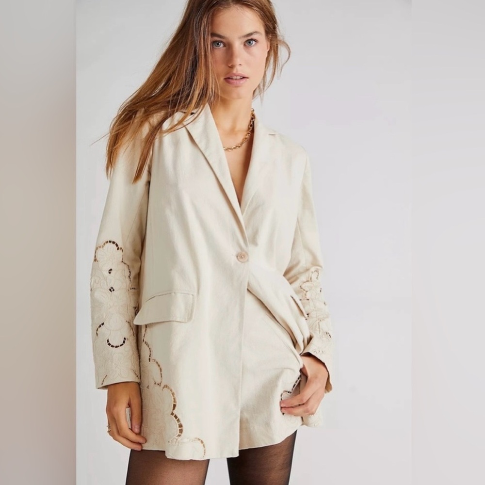 Free People Sweet Illusions Cutwork Lace Blazer